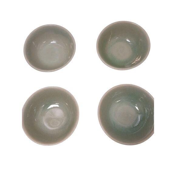 Set of 4 Baan Celadon ELEPHANTS Soup Bowls Green Glaze Pottery Rice Thailand - Picture 11 of 16